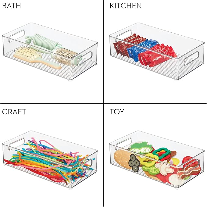 iDesign Stackable Fridge Bin, Clear, Set of 3 | Storage for Freezer or Pantry, Made in USA