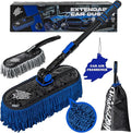 Flash Dog Car Duster Exterior with Car Duster Interior Wax Cotton Hair Scratch Free Cleaning for Cars, SUVs, Trucks | Waterless Dust Remover & Detailing Brushes Set with Storage