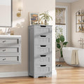 FOTOSOK Bathroom Cabinet, Bathroom Storage Cabinet with 5 Drawers, Wooden Storage Cabinets with Cut-Out Handles, 11.8” x 15.7” x 40.1” Bathrooms Floor Cabinets for Hallway/Living Room, Grey