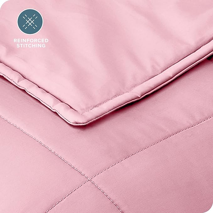 Bare Home Weighted Blanket Full or Queen Size 15lb (48" x 72") for Adults - All-Natural 100% Cotton - Premium Heavy Blanket Nontoxic Glass Beads (Light Pink, 48"x72")