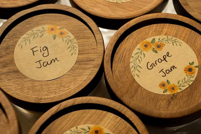 MONEST (500pc/Roll) 2" Label Stickers for Jars and Lids, Pantry, Mason Jar, Sticker, Canning, Spice, Bottle Labels (Sunflower)