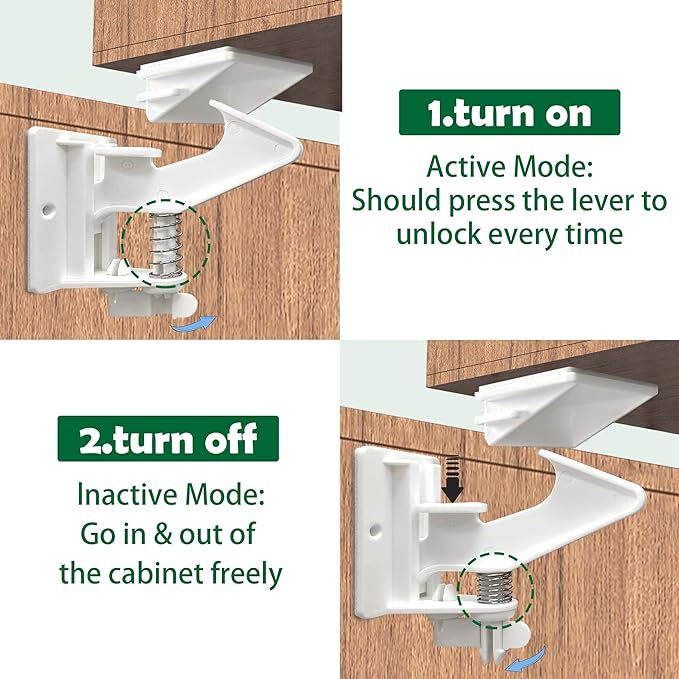 Vmaisi 10 Pack Cabinet Locks Baby Proofing Latches - 3.5 Inches Longer | Child Safety Locks with Strong Adhesive Easy Install No-Drill