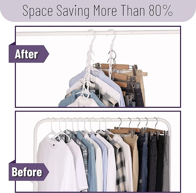 Mr. Pen- Space Saving Hangers, 8 pcs, 360° Rotating Hooks | Magic Cascading Hanger Organizer with 5 Enclosed Slots, Closet Organizers and Storage for Clothes