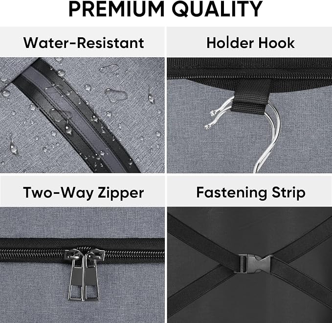BALEINE Travel Garment Bag, Travel Suit Bag for Men, Water Resistant Carry on Garment Bag for Hanging Clothes, Garment Duffel Bag for Travel Business (Grey, 42")
