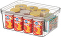 Basicwise Clear Storage Container with Lid For Kitchen Pantry Cabinet & Fridge Storage For Organizing Snacks Produce Supplies Or Essentials Durable Bin For Home Dorm Apartment Or Office Use, Medium