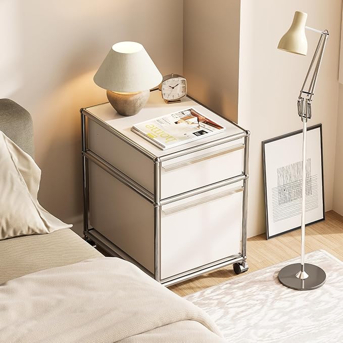 Modern Storage Cabinet Versatile Free-Standing Organizer for Home Office Décor, Green (White, L-16 D x 21" W x 24" H)