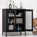 Ustamio Black Metal Storage Cabinet with Mesh Doors, Small Office Storage Locker with 2 Adjustable Shelves, Accent Metal Locker Cabinet for Home, Office, Living Room, Hallway