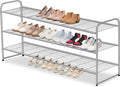 AOODA 3-Tier Long Shoe Rack for Closet Metal Wide Shoe Storage Organizer for Entryway, Bedroom, Floor, Holds 24 Pairs Men Sneakers Stackable Boot Shelf with Wire Grid, Grey