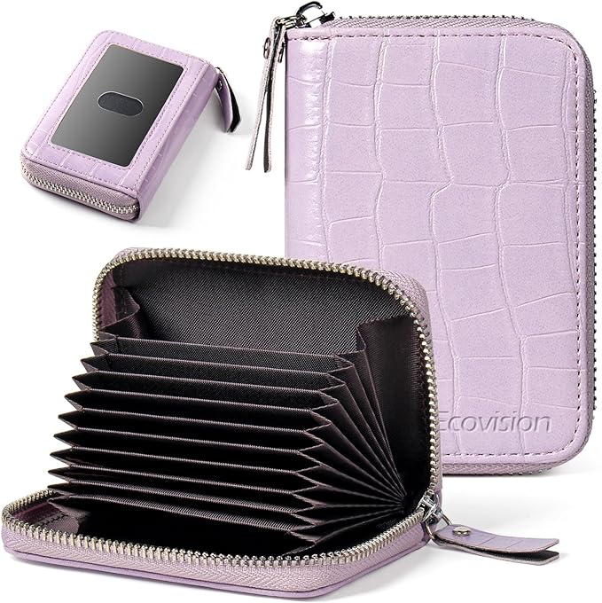 Credit Card Wallet, RFID Card Case Wallet, Zipper Card Cases Holder for Men Women, RFID Blocking, KeyChain Wallet, Compact Size Card Organizer Case for Women