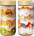 24 oz Glass Overnight Oats Containers, Mason Jars with Bamboo Lids, 2 Pack | Airtight Seal Keeps Leakproof, Wide Mouth for Easy Filling & Cleaning, Ideal for Chia Pudding, Yogurt Parfaits & Meal Prep