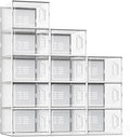 SEE SPRING X-Large Shoe Storage Box Fit Size 11, Clear Plastic Stackable Shoe Organizer for Closet, Space Saving Sneaker Shoe Rack Containers Bins Holders for Entryway, 12 Pack Clear