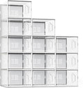 SEE SPRING XX-Large Shoe Storage Box Fit Size 14, Clear Plastic Stackable Shoe Organizer for Closet, Space Saving Sneaker Shoe Rack Containers Bins Holders for Entryway, 12 Pack Clear