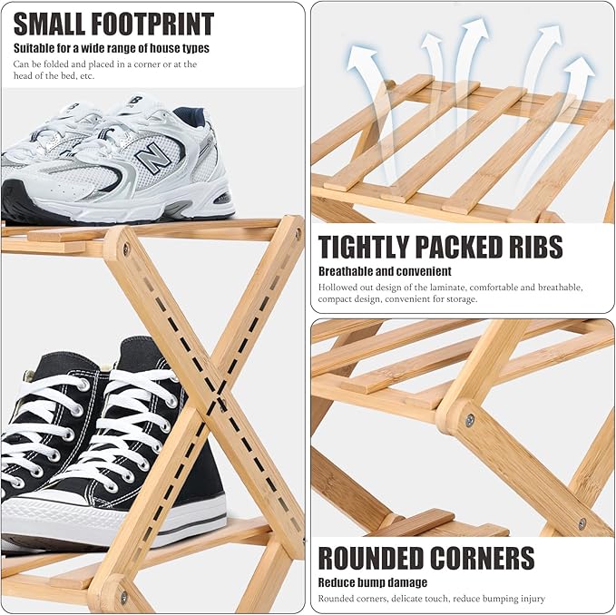 Vertical Shoe Rack Small, 4 Tier Portable Folding Shoe Storage Rack, Without Installation Free Standing Shoe Rack for Corridors, Bedrooms Living Room Corner and Small Spaces (4 Tier)