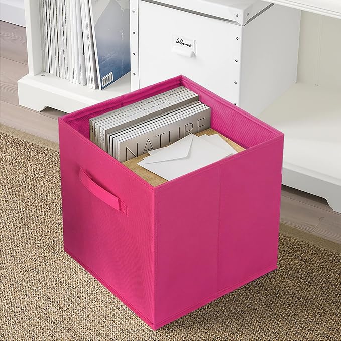 ShellKingdom Storage Bins, Foldable Fabric Storage Cube And Cloth Organizer | Storage Drawer For Closet And Toys, 13 X 13 X 13 INCH, 6 Pack (Fuchsia)