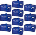 VENO 10 Pack Heavy Duty Moving Bags, 90L Extra Large Packing Storage Totes, 50lbs Load, Reinforced Handles, Zippers & Tag, for College Dorm Essentials, Clothes, Bedding (Blue)