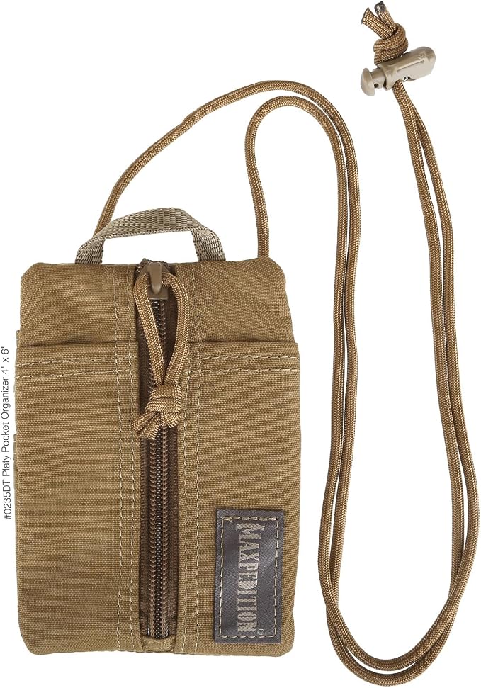 MAXPEDITION Platy Pocket Organizer, Durable EDC Tool Pouch for Men, Neck Wallet with Paracord Lanyard, Holds Flashlight, Multitool, Pen, Notebook