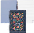 Steel Mill & Co Cute Mini Spiral Notebook, 8.25" x 6.25" Journal with Durable Hardcover and 160 Lined Pages (Folk Floral Multi)