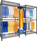 Ulif E12 Pro Clothes Rack，Heavy Duty Freestanding Garment Rack with Shelves，Metal Clothing Closet Storage System for Hanging Clothes，71" W x 16" D x 76.5" H, Hold 960 lbs，Black