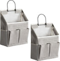 2pcs Wall Hanging Storage Bag, Small Door Closet Linen Fabric Pockets Organizer, Waterproof Multi Functional for Living Room Bedroom Bathroom Kitchen RV Camper with Hooks All Grey