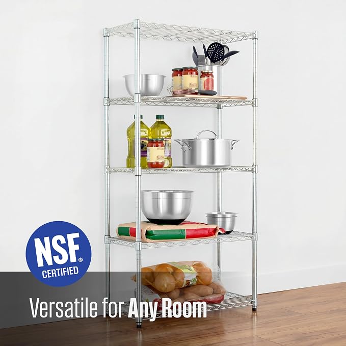 SafeRacks NSF 5-Tier Heavy Duty Steel Wire Shelves (14"x30"x60")