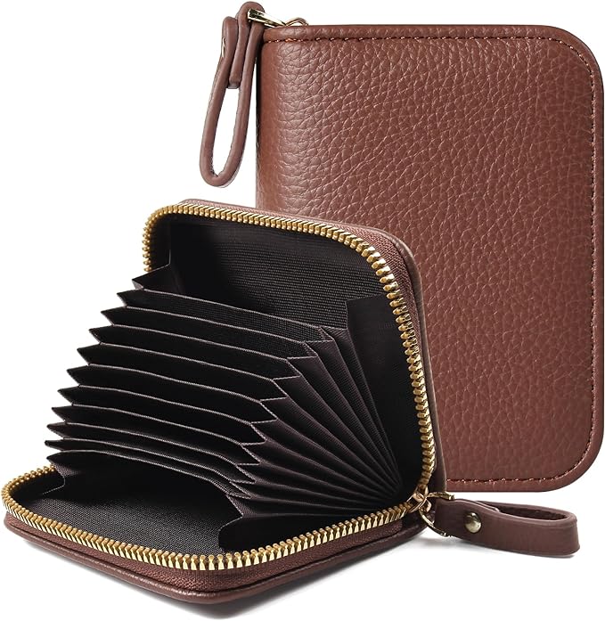 Credit Card Wallet, RFID Card Case Wallet, Zipper Card Cases Holder for Men Women, RFID Blocking, KeyChain Wallet, Compact Size Card Organizer Case for Women