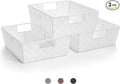 Sorbus Set of 3 Large Woven Storage Baskets – Mesh Hand-Woven Baskets for Organizing, Fabric Storage Bins for Linen Closet Organizer, Storage Baskets for Shelves and Home Organization (White)