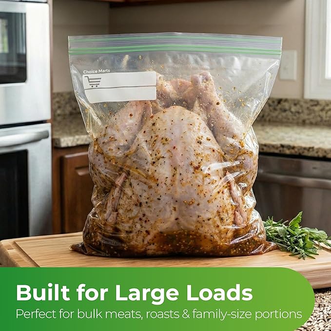 2 Gallon Freezer Bags – 25 Count – Resealable, Double Zipper, Leak Proof, Over 3 Mil Thick 2 Gallon Freezer Bags Heavy Duty