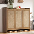SICOTAS Shoe Storage Cabinet, 30 Pairs Rattan Shoe Cabinet Storage for Entryway, 6-Tier 41" Tall Large Shoe Cabinet, Boho Farmhouse Cabinet with Doors for Entryway Hallway Living Room Closet
