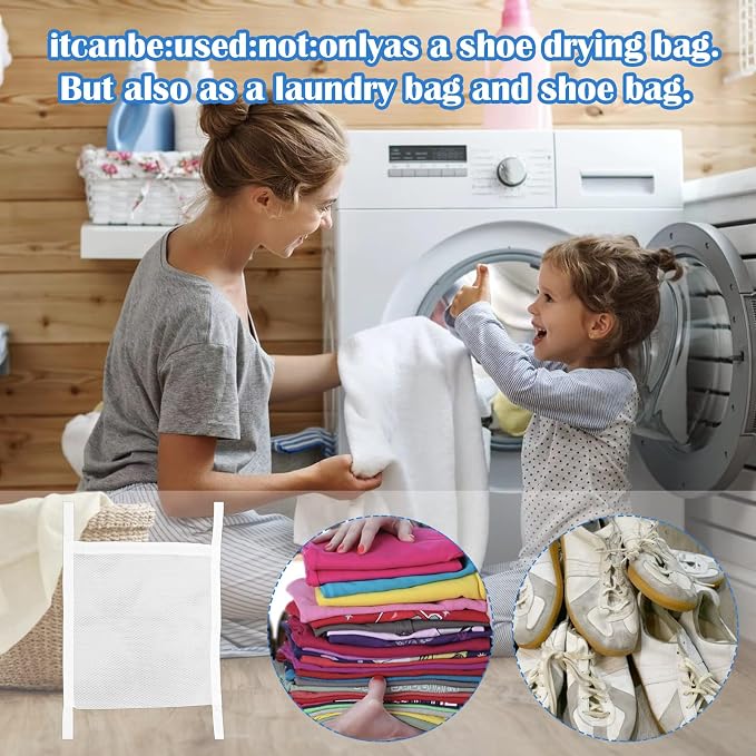 2pcs Shoe Dryer Bag Sneaker Shoes Laundry Bags 16.14 x 16.14 Inch Dry Net Bag for Dryers Sneakers Large with Zipper and Strap for Shoes Sneaker Mesh for Washing Machine