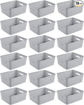Sterilite 18 Pack Plastic Storage Bin Organization Containers, Short Baskets, Cement
