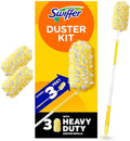 Swiffer Duster Kit with 3 ft Extendable Handle | Includes 1 Duster Extendable Handle (3 ft). 3 Heavy Duty Duster Refills. For Ceiling Fans, Vents, and Hard to Reach Places