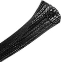 Cable Management Sleeve, Split Design, 25FT - 1/4 Inch, Black | Cord Protectors from Pets | Heat & Abrasion Resistant Wire Loom | Automotive Wiring & Home Office Cable Organization