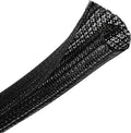 Cable Management Sleeve, Split Design, 25FT - 3/4 Inch, Black | Cord Protectors from Pets | Heat & Abrasion Resistant Wire Loom | Automotive Wiring & Home Office Cable Organization