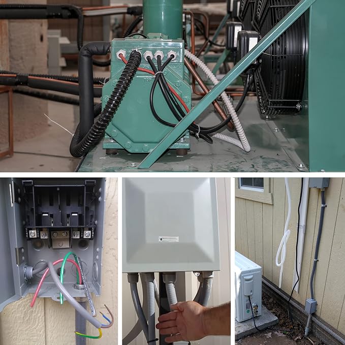 50 Foot Liquid-Tight Conduit Kit - 1/2inch Flexible Non Metallic Liquid Tight Electrical Conduit and 5 Straight and 4 Angle Fittings Included. 1/2" Dia