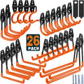 HUPBIPY 26 Pack Garage Hooks Heavy Duty, Wall Mount Ladder Hooks | Storage Organizer With a non-slip coating for Hanging Bicycles Garden Tools Ladders Hoses Ropes and Loose Items(Orange)