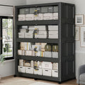 240Gal/960QT 4-Tiers Extra Large Stackable Storage Bins with Lid, Collapsible Cabinet Closet Organizer Plastic Container Box with Wheels Doors Drawers for Office Dorm Kitchen Office, Black