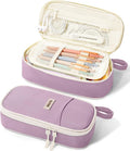 SUNEE Cute Pencil Case, Aesthetic Pen Pouch, Colored Large Pencil Bag with Zipper, Kawaii Stationery Storage and Organizer, School Supplies for Teen and Adult Girls, Purple
