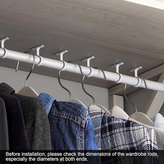 LEIFIDE 6 Pcs 1 5/16 Inch Diameter Round Wardrobe Closet Rod Suspended Center Support with Installation Screws Curtain Closet Rod Ceiling Mount Bracket for Home Wardrobe (White)