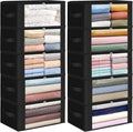 Fab totes 35L Closet Organizers and Storage, Foldable Under Bed Storage Containers, Storage bags for Organizing Bedroom, Closet, Clothing,Organization with Handle (10 Pack,Black)