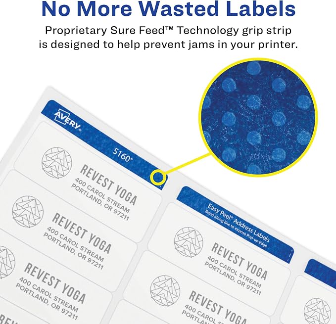 Avery Round Printable Labels, 1-2/3" Diameter, Matte White, Sure Feed Technology, Laser & Inkjet Compatible, 600 Blank Labels Total, Great for Branding, Packages, School Supplies, and More (5293)