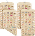 4 Pcs Hanging Jewelry Organizer with 80 Pockets | Dual-Sided Jewelry Holder Hanging Storage Organizer Hanger Closet for Bracelet Necklace Ring Earring Accessories, Beige