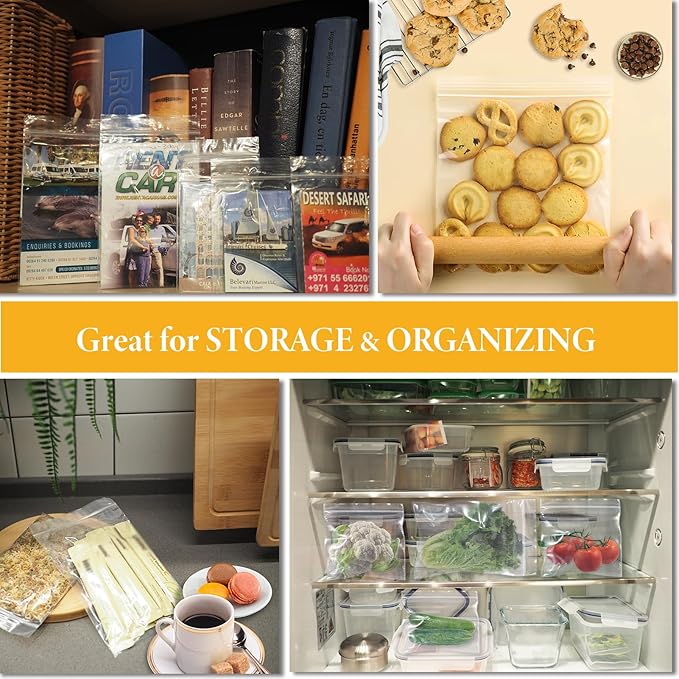 500 Count - 6" x 9" Clear Reclosable Zip Plastic Poly Bags, 2 Mil for A7 A8 A9 Cards & Envelopes, Bakery, Cookies, and Treats Packaging and Storage