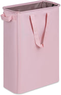 efluky Slim Laundry Basket, Narrow Laundry Hamper with Handles, Collapsible Dirty Clothes Hamper, Tall Laundry Bin for Laundry Room, Dorm and Bedroom, 12.7 Gallons(48L) Pink