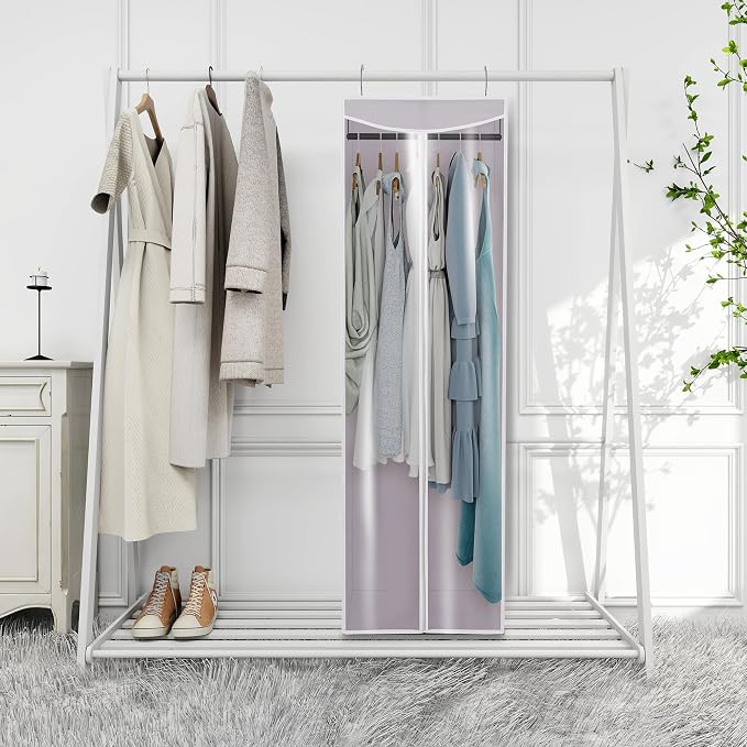 Garment Bags for Hanging Clothes Storage, Long Garment Cover with Zippered Clear Window for Closet Wardrobe Clothes Rack Organizer, Hanging Garment Bags for Dresses, Suits, 1 Pack, Gray