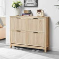 4 Flip Drawers Shoe Cabinet Storage for Entryway, Narrow Hidden Shoes Cabinet Organizer Front Door Entrance Thin Free Standing Front Door Shoe Rack Storage for Entryway(Oak)