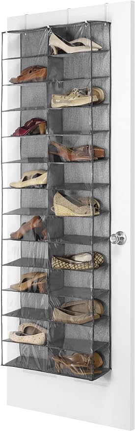 Whitmor Over The Door Shoe Shelves - 26 Sections - Crosshatch Gray