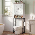23.6" Over The Toilet Storage Cabinet with Barn Door,Bathroom Organizers and Storage with Adjustable Shelves, Farmhouse Over Toilet Organizer for Bathroom,Restroom,Laundry,White