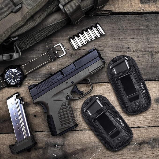 2 Pack Universal Magazine IWB Pouch Concealed Carry 9mm .40 .45 .380 .357, Mag Holster for S&W M&P Sig Sauer Ruger Glock, Handgun Ammo Gun Ammunition Holsters