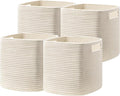 UBBCARE Set of 4 Storage Cubes-11 X 10.5 X 10.5 In, Cotton Rope Basket for Shelves, Toys, Book, Cube Storage Bin with Handles, Woven Storage Basket for Organizing, Beige