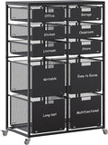 EasyPAG Rolling Storage Cart With 10 Drawers, Metal Craft Organizers And Storage Cart With Wood Tabletop, 30 Lbs Capacity Per Drawer For Home Office Classroom And Dorm, Black